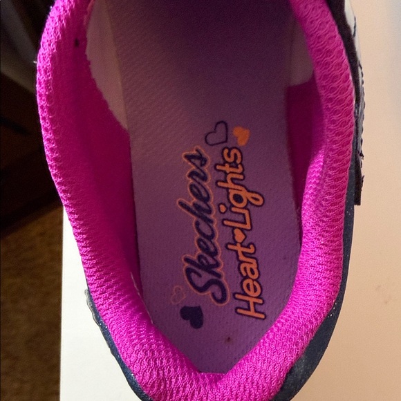 Skechers Heart Lights - Navy and Pink Sneakers - Picture 12 of 15